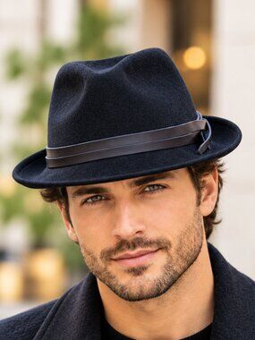 U.S. Polo Assn. Mens Black Fedora Hat Size S/M Brown Band Classic Dress Hat